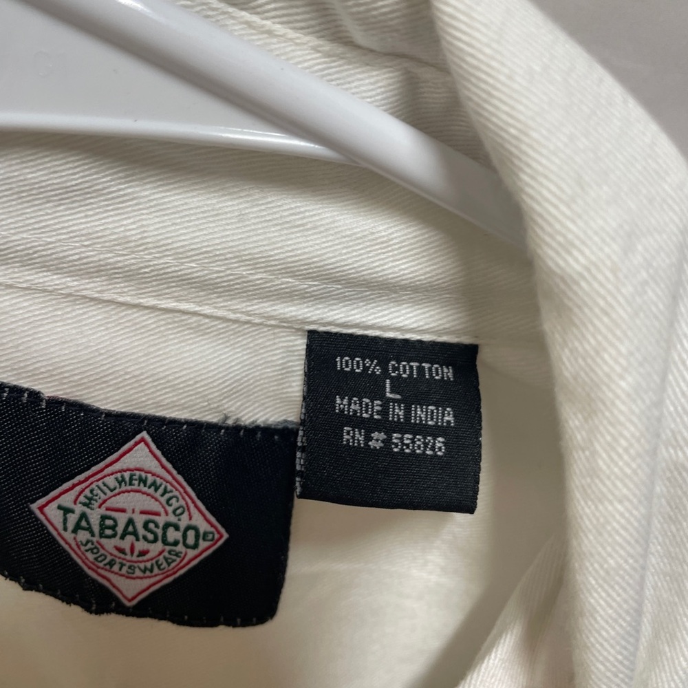 Tabasco White Long Sleeve Embroidered New Button Front Cotton Large Shirt - Picture 4 of 8